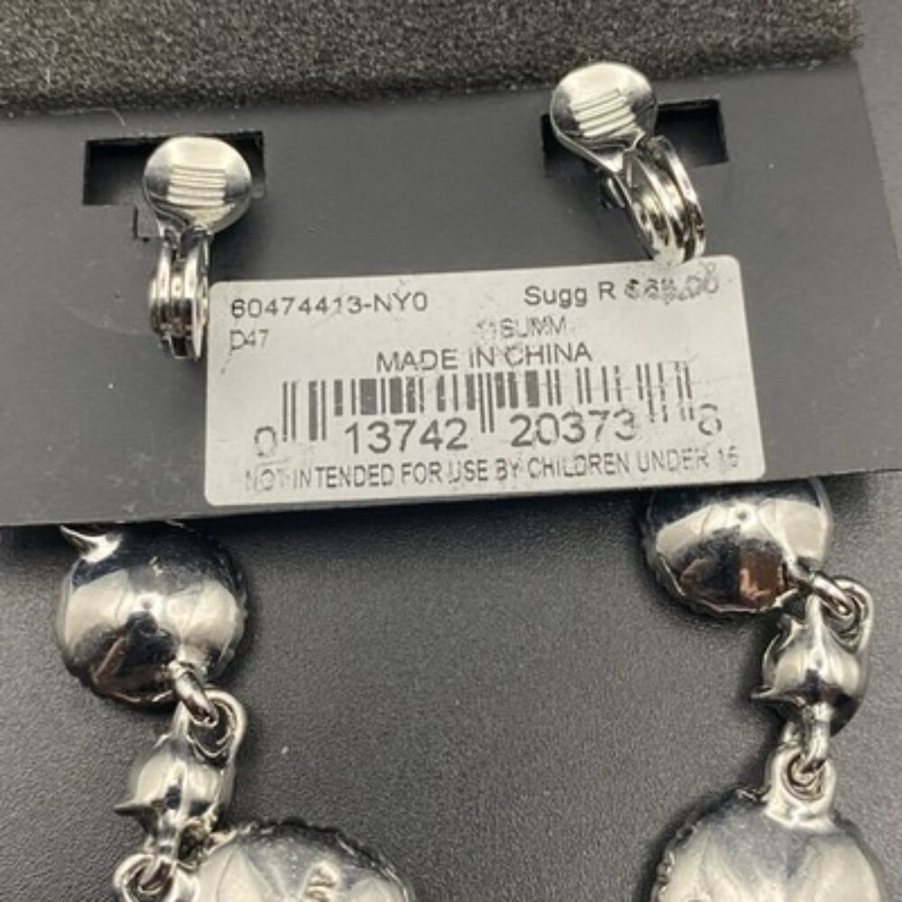NWT Givenchy Clip Earrings Crystal Halo Set 2.5" Drop Silver Tone Bridal Pageant - Picture 7 of 7